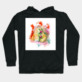 pink red colorful parrots love Hoodie